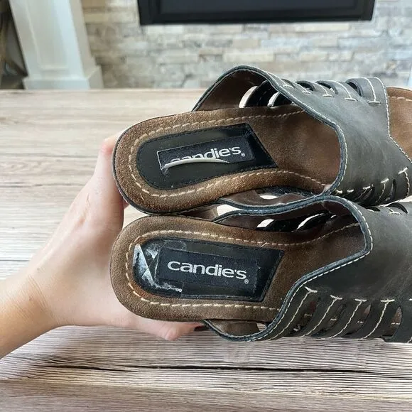 Candies Vintage Y2K 90s Platform Chunky Heel Wooden Sandals