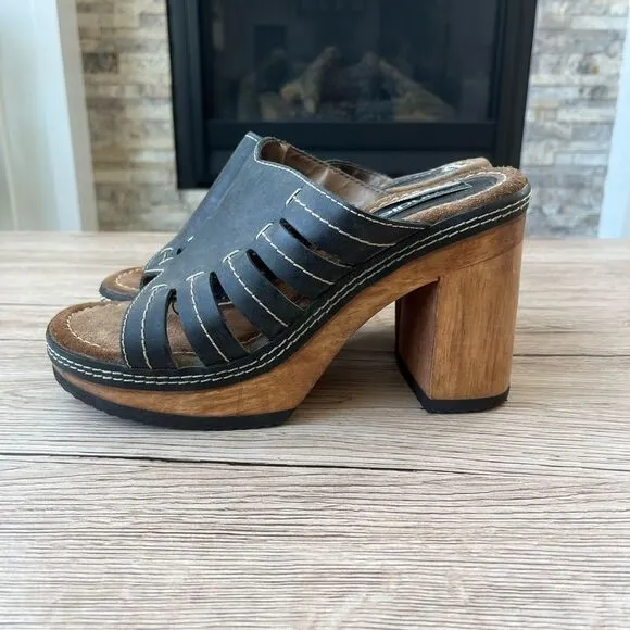Candies Vintage Y2K 90s Platform Chunky Heel Wooden Sandals