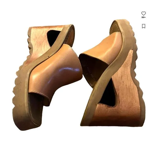 Candies Vintage Y2K Chunky Wedge Platform Sandals Cut Out Wood Heels - 5