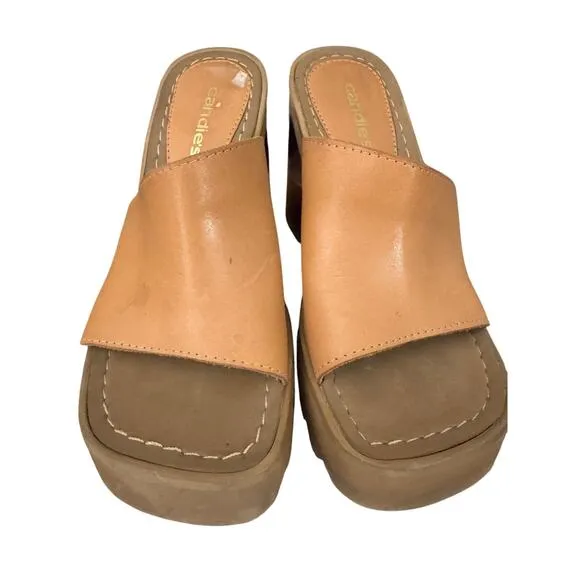 Candies Vintage Y2K Chunky Wedge Platform Sandals Cut Out Wood Heels - 5