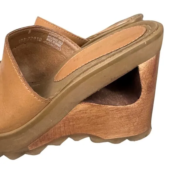 Candies Vintage Y2K Chunky Wedge Platform Sandals Cut Out Wood Heels - 5