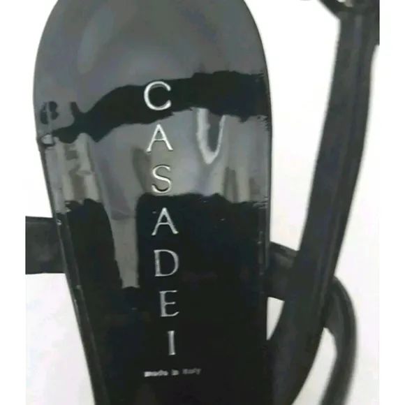 Casadei Black Patent Leather Wedge sandals Italy size 9