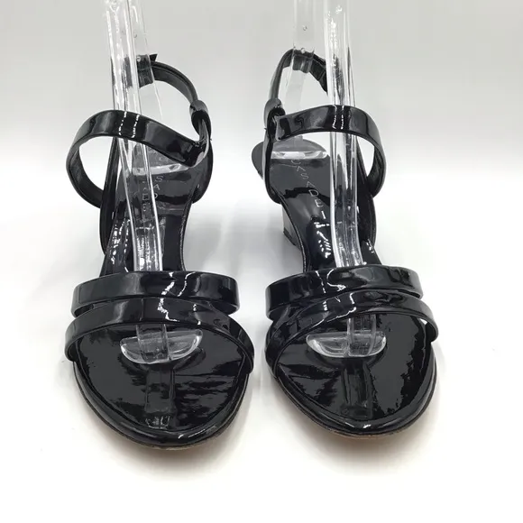 Casadei Black Patent Leather Wedge sandals Italy size 9