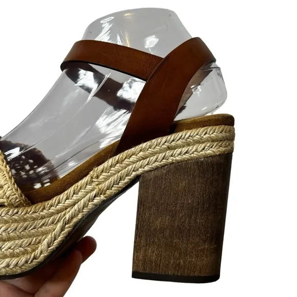 CASTAÑER Leather Colorblock Neutral Pattern Chunky Block Heel Sandals