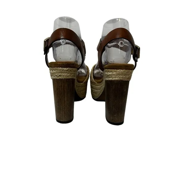 CASTAÑER Leather Colorblock Neutral Pattern Chunky Block Heel Sandals