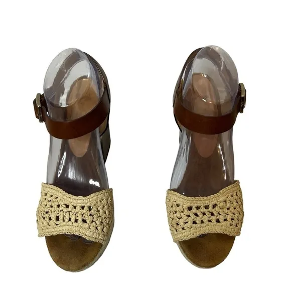CASTAÑER Leather Colorblock Neutral Pattern Chunky Block Heel Sandals
