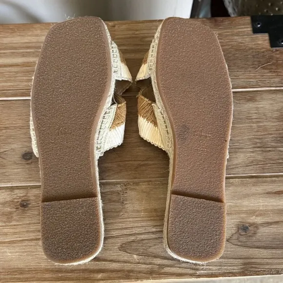 Castaner Priscila Natural Mustard Cris Cross Woven Raffia Flat Espadrille Slides