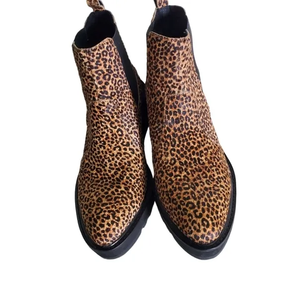 Cecelia New York Gemma Chelsea Boots Leopard Wedge Heel Mobwife Size 8