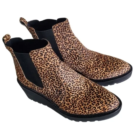 Cecelia New York Gemma Chelsea Boots Leopard Wedge Heel Mobwife Size 8