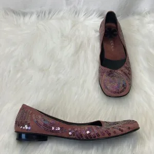 Cecil Dusty Plum Suede Vintage Sequined Flats Sz 40/US 10