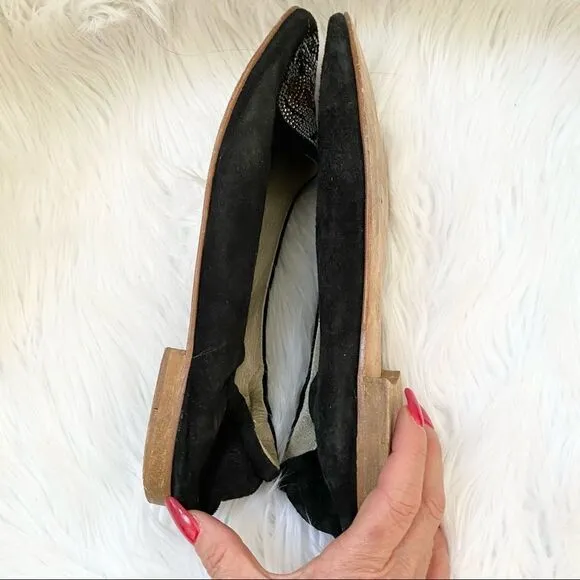Cento Black Suede Skull Slip On Loafer Flats 40