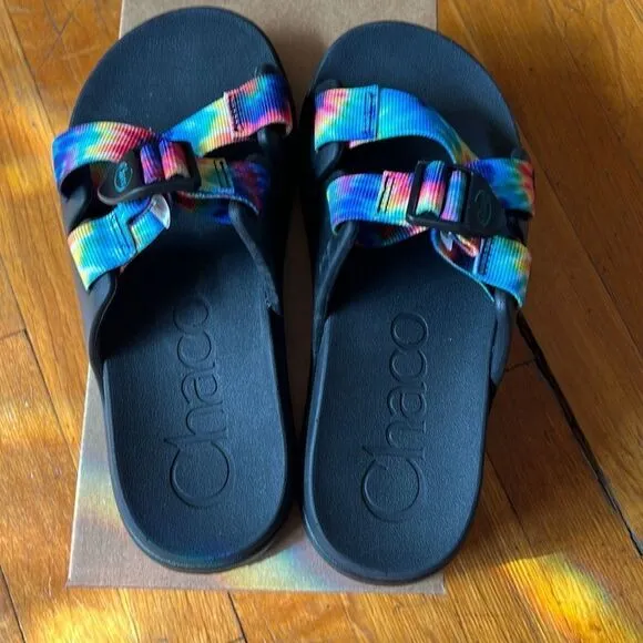Chaco Chillos Slide Sandals Tie Dye New Youth Size 6