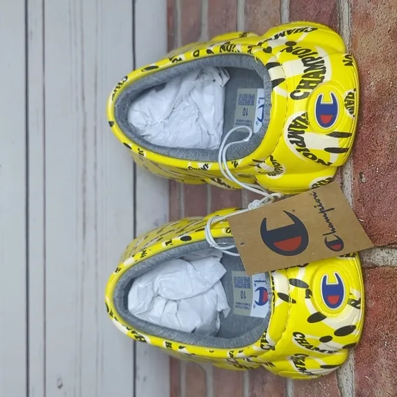 Champion Men's Super Meloso Warped Yellow and White Clog Slip On Shoe Sandals