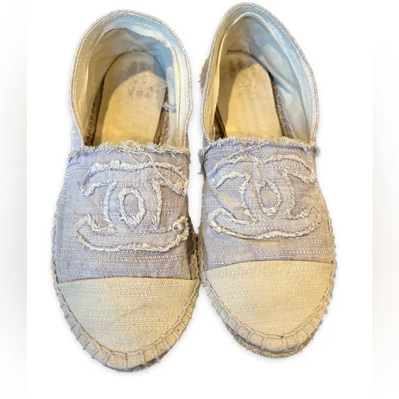 Chanel Canvas Loafers Espadrilles in Light Lavender and Cream