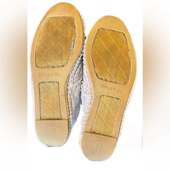 Chanel Canvas Loafers Espadrilles in Light Lavender and Cream