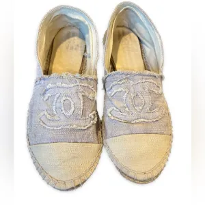 Chanel Canvas Loafers Espadrilles in Light Lavender and Cream