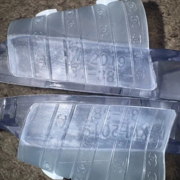CHANEL Clear Logo Slide Sandals