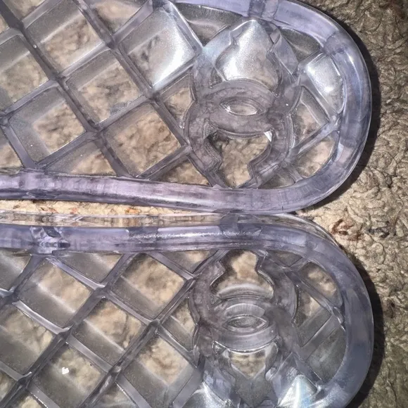 CHANEL Clear Logo Slide Sandals