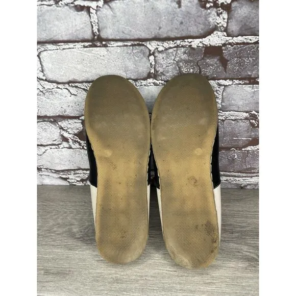 Charix Black Leather Ivory Classic Slip On Loafers Flats Shoes Women 36EU/6M US