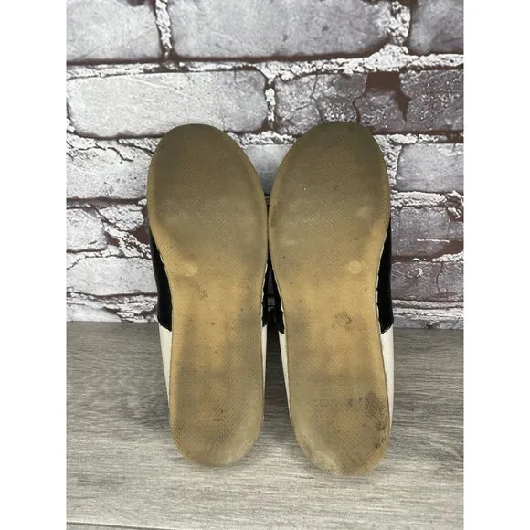 Charix Black Leather Ivory Classic Slip On Loafers Flats Shoes Women 36EU/6M US