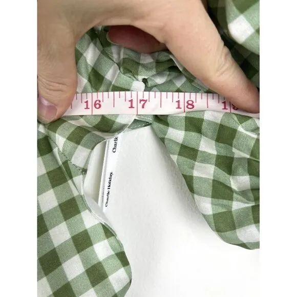 CHARLIE HOLIDAY Anthropologie Green‎ Gingham Paris Maxi Dress Size 4