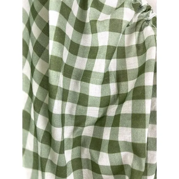 CHARLIE HOLIDAY Anthropologie Green‎ Gingham Paris Maxi Dress Size 4