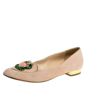 Charlotte Olympia Peach Suede Birthday Zodiac Cancer Ballet Flats Size 40