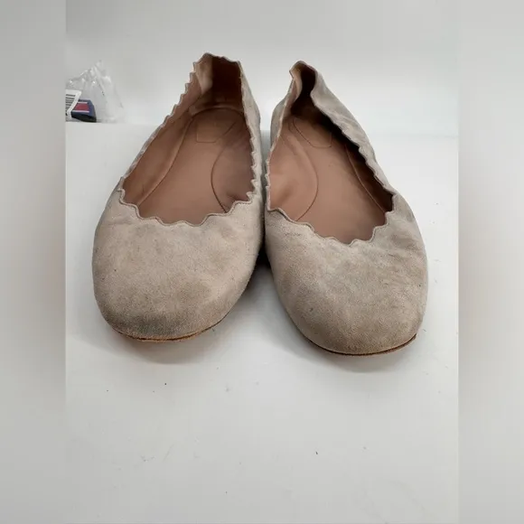 Chloe Beige Suede Flats 9.5