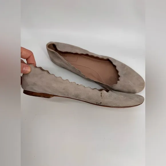Chloe Beige Suede Flats 9.5