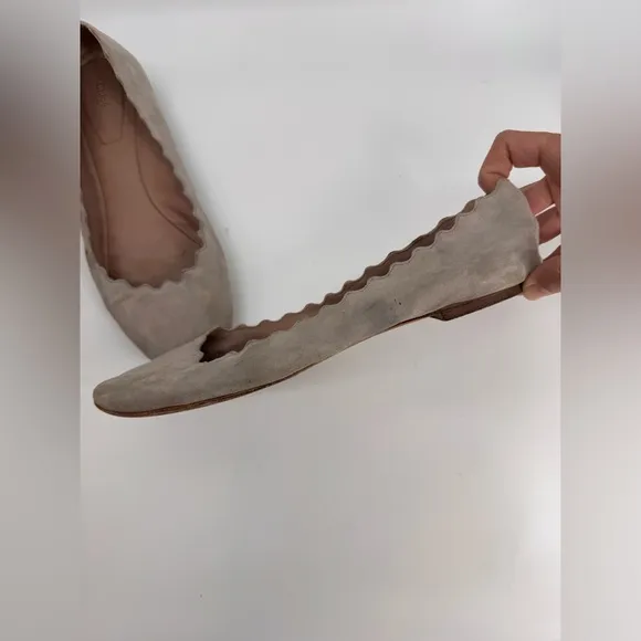 Chloe Beige Suede Flats 9.5