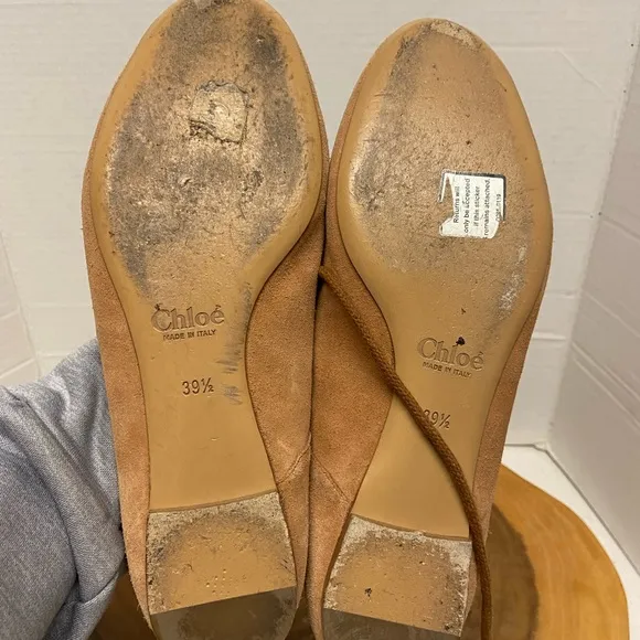 Chloe Brown Suede Lace Up Ballet Flats