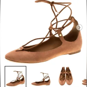 Chloe Brown Suede Lace Up Ballet Flats