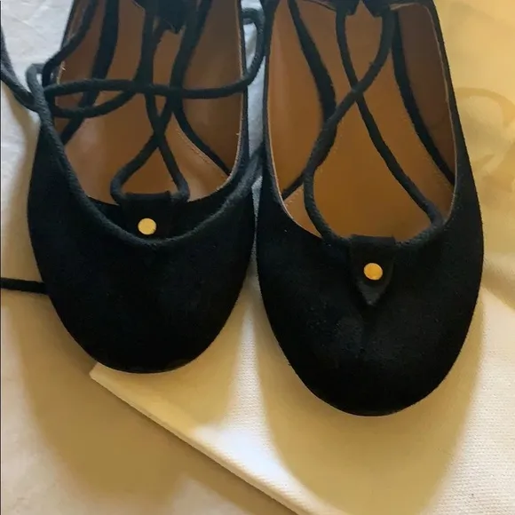 Chloe Foster Black suede lace up ballet flats 36.5
