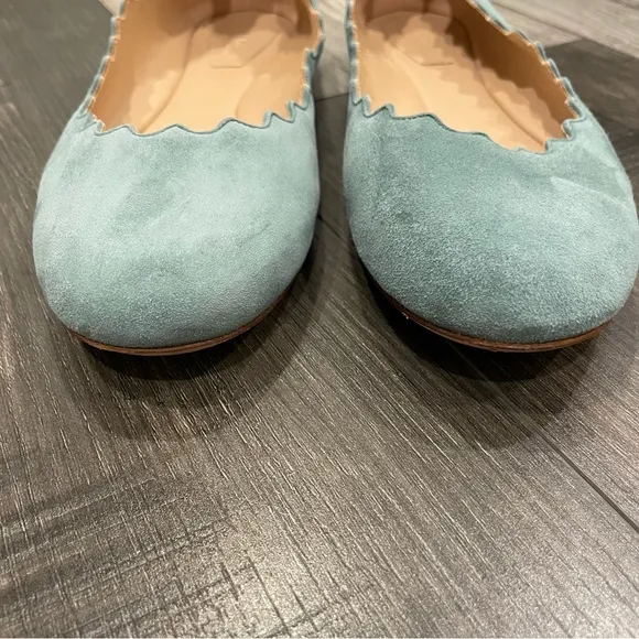 Chloe Lauren Suede Ballet Flats Seafoam Green 6 1/2