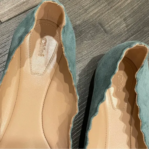 Chloe Lauren Suede Ballet Flats Seafoam Green 6 1/2