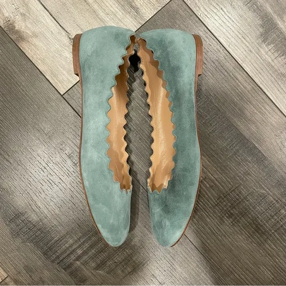 Chloe Lauren Suede Ballet Flats Seafoam Green 6 1/2