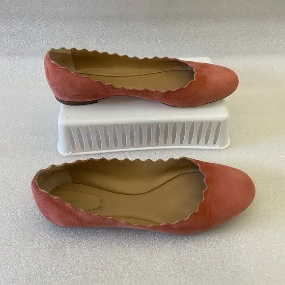 Chloe Lauren Suede Scalloped Ballet Flats Dusty Rose size 39.5 US 9