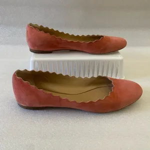 Chloe Lauren Suede Scalloped Ballet Flats Dusty Rose size 39.5 US 9