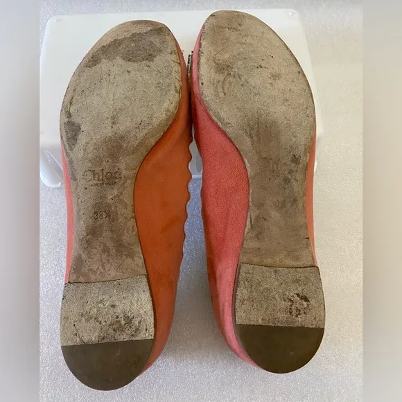 Chloe Lauren Suede Scalloped Ballet Flats Dusty Rose size 39.5 US 9