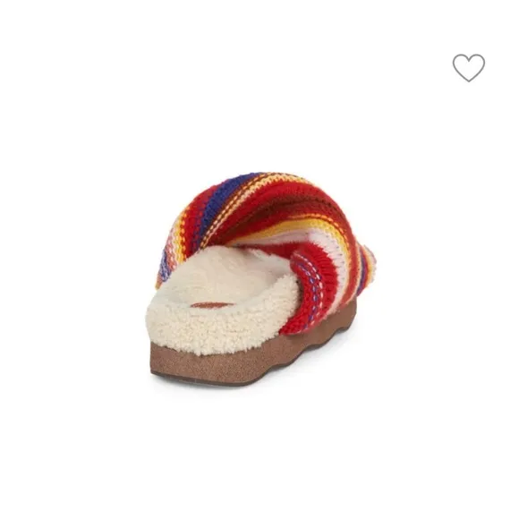 CHLOÉWomen's Wavy Knit Shearling-Trim Slides