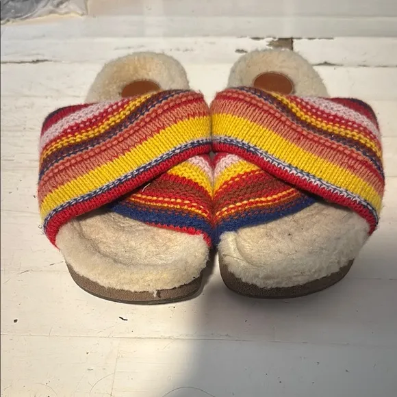 CHLOÉWomen's Wavy Knit Shearling-Trim Slides