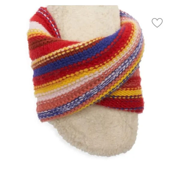 CHLOÉWomen's Wavy Knit Shearling-Trim Slides