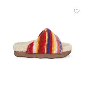 CHLOÉWomen's Wavy Knit Shearling-Trim Slides