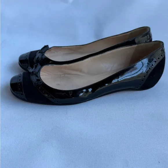 Christia Louboutin ballerina flats patent leather suede37.5 made in IT fits 7 US