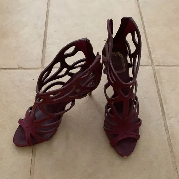 Christian Dior purple caged leather sandals heels