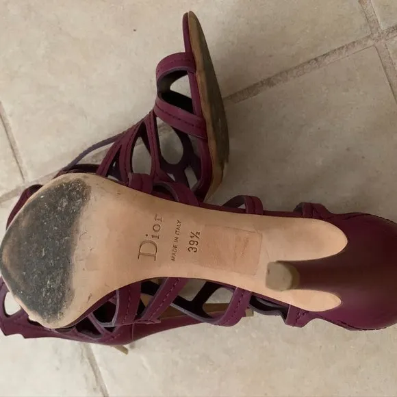 Christian Dior purple caged leather sandals heels