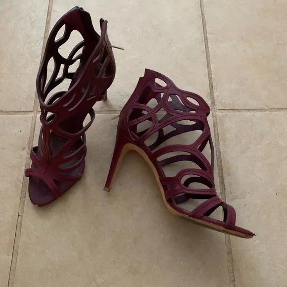 Christian Dior purple caged leather sandals heels