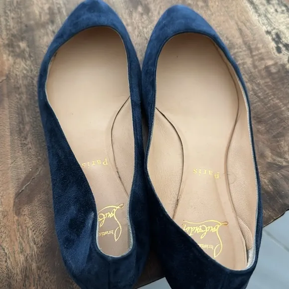 Christian Louboutin blue suede ballet flats size 40
