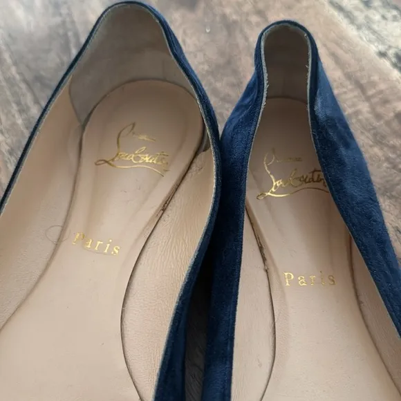 Christian Louboutin blue suede ballet flats size 40
