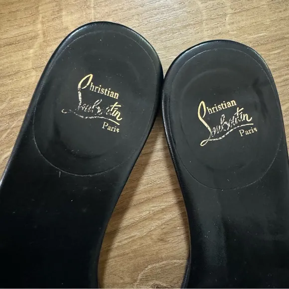 Christian Louboutin Square Toe Leather Slides